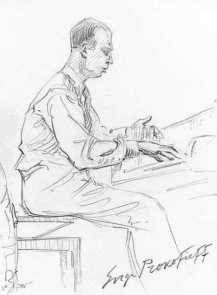 Pencil drawing of Prokofiev, 1936 (image)