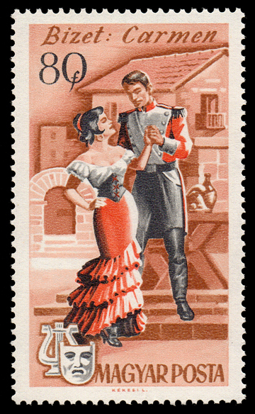 Bizet's Carmen on 1967 Hungary stamp (image)