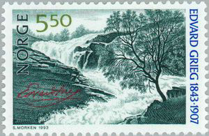 Edvard Grieg - 1993 Norway stamp (image)