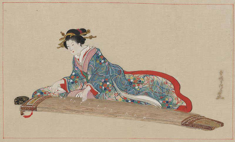 Japanese lady plays koto (image)