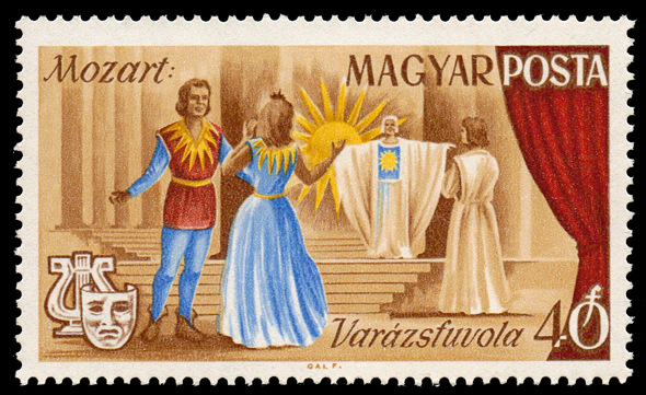 Mozart's The Magic Flute as shown on 1967 Hungary stamp (image)