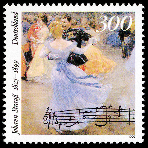 Johann Strauss II ball on 1999 German stamp (image)