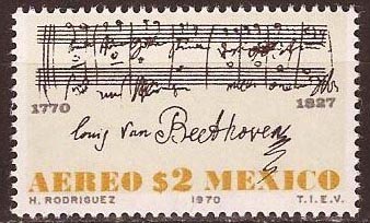 Beethoven's Ninth Symphony on 1970 stamp from Mexico (image)