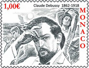 Claude Debussy postage stamp, Monaco, 2012 (image)