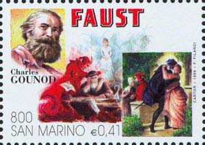 Gounod's opera, Faust, on 1999 San Marino stamp (image)
