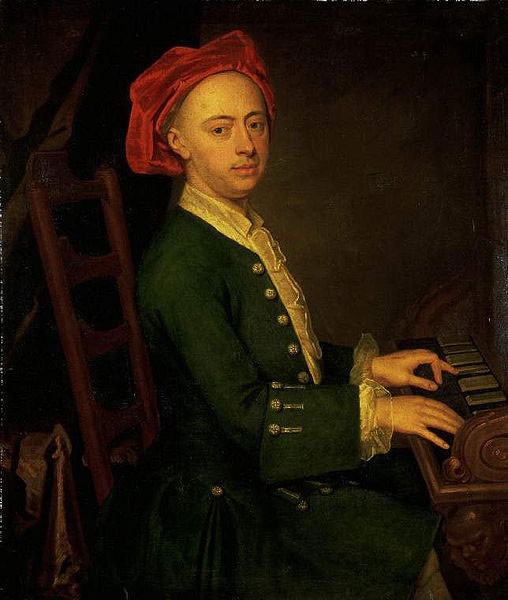 Handel at the piano, circa 1720 (image)