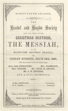 Poster for performance of Handel's Messiah, Boston, 1860 (image)