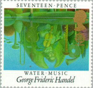 Handel's Water Music on 1985 UK stamp (image)