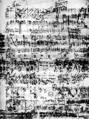 Short-score sketch of Janacek's opera, Jenufa (image)
