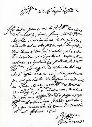 Claudio Monteverdi's letter to patron, 1567 (image)