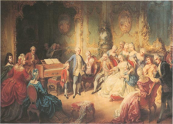 Young Mozart being present to Empress Maria Theresa (image)