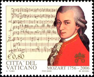 Mozart on Vatican stamp, 2006 (image)