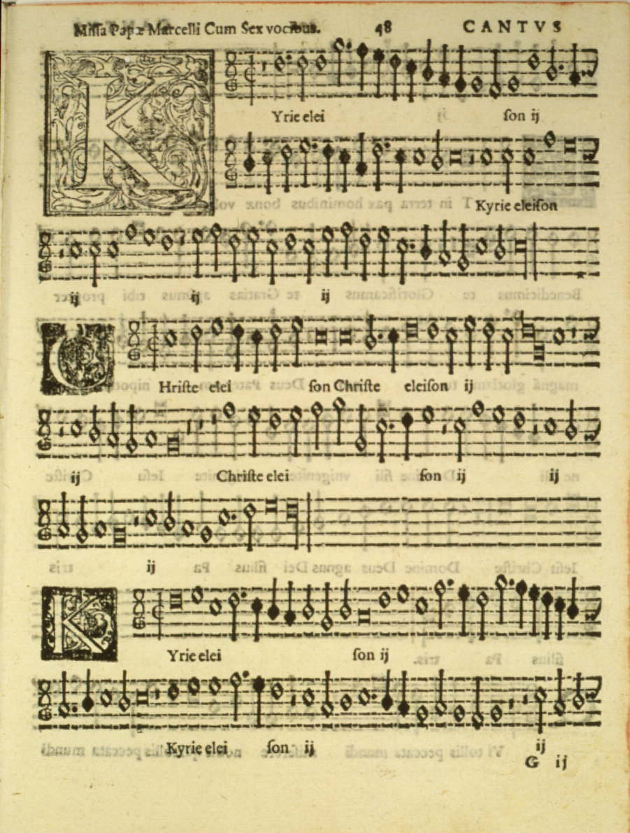 Music score for Palestrina's Missa Papae Marcelli (Mass of Pope Marcellus) (image)