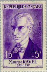 Maurice Ravel on French stamp on 1958 (image)