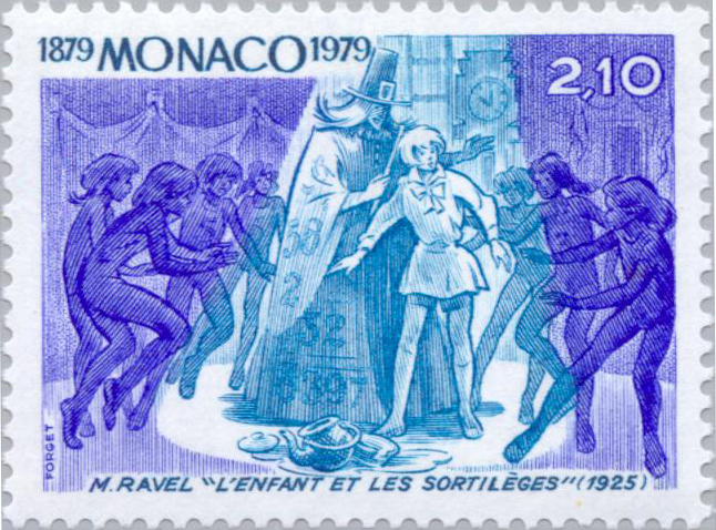 Ravel opera, L'enfant et les sortileges, on Monaco postage stamp issued 1979 (image)