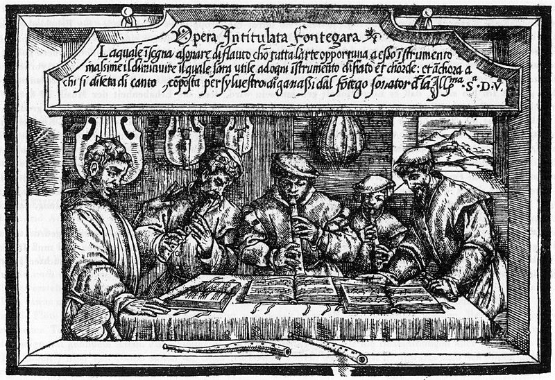 Recorders - Opera intitulata Fontegara by Ganassi - 1535 (image)