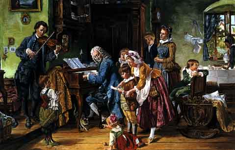 Johann Sebastian Bach and family at morning music practice (image)