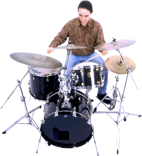 Drummer with drum set