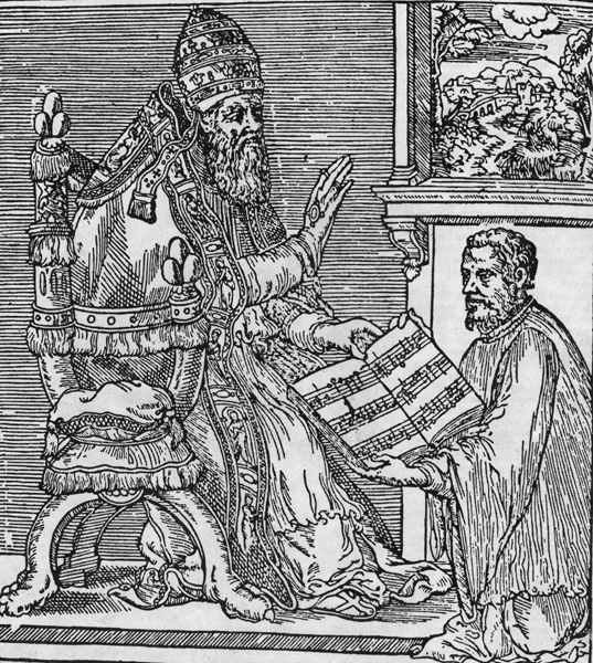 Palestrina presenting a musical work to Pope Julius III (image)